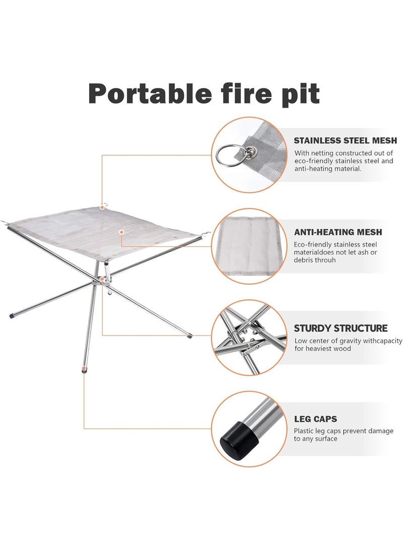 PEETTA Portable outdoor fire pit 22 inch upgrade foldable stainless steel mesh fire pit wood burning, collapsible fireplace space saving perfect for camping, backyard, patio, garden (carrying bag included) - Image 3